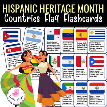 Preview of Celebrate Hispanic Heritage Month with Hispanic Countries Flag Flashcards