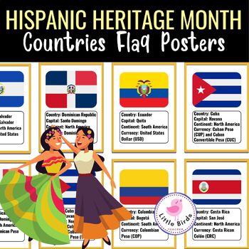 Preview of Spanish Speaking Countries Flags Posters | Hispanic Heritage Month