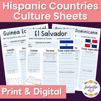 Preview of Hispanic Country Culture Activity Sheets 