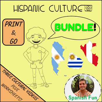 Preview of Hispanic Culture Bundle! / Argentina, Uruguay, Perú Video Lessons and Worksheets
