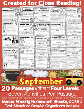 Preview of Hispanic Heritage & 20 Fall Passages Reading Comprehension Creative Writing ELA
