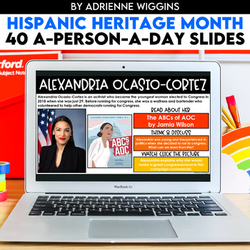Preview of Hispanic Heritage (A-Person-A-Day) Google Classroom & PDF