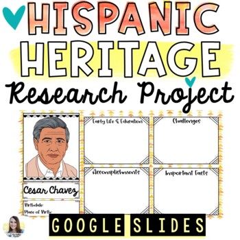 Preview of Hispanic Heritage Biography Research Project | Latinx Hertiage | Google Slides