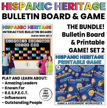 Preview of Hispanic Heritage Bulletin Board | Printable Game | Assessments | SET 2 | BUNDLE