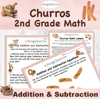 Preview of Hispanic Heritage Churros 2nd Gr Math Add Subtract Word Problem 2.OA.A.1 Lesson