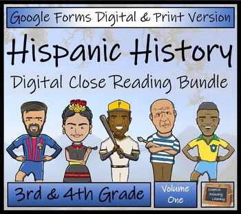Preview of Hispanic Heritage Close Reading Bundle Digital & Print | 3rd Grade & 4th Grade