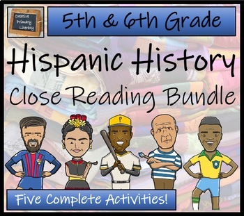 Preview of Hispanic Heritage Close Reading Comprehension Activity Bundle | 5th & 6th Grade