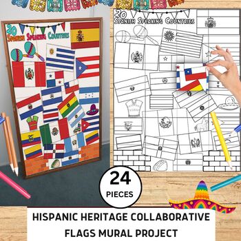 Preview of Los Paises Hispanohablantes Collaborative Poster Flags - Hispanic Heritage Month