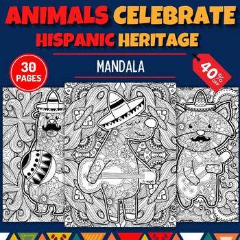 Preview of Hispanic Heritage Día De Los Muertos Animals Mandala Coloring Pages
