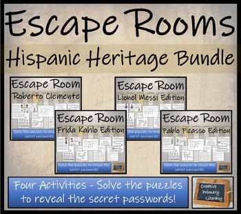 Preview of Hispanic Heritage Escape Room Activity Bundle | 5th Grade & 6th Grade