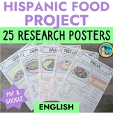 Hispanic Heritage Food English Research Posters Set of 25