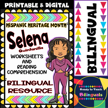 Preview of Hispanic Heritage Leader - Selena Quintanilla Worksheets & Reading bilingual