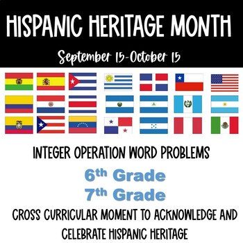 Preview of Hispanic Heritage Math Activity (Integer Word Problems)