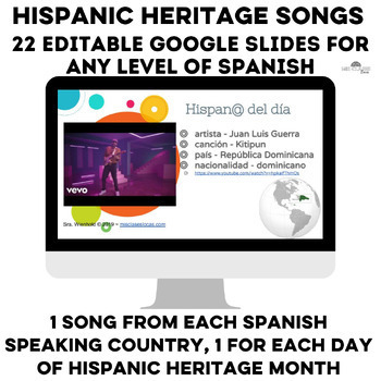 Hispanic Heritage Month 1 Song From Each Country 4 2019 Spanish Class - kitipun song roblox id