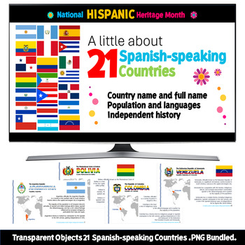 Preview of Hispanic Heritage Month | 21 Spanish-speaking Countries Presentation Slides.