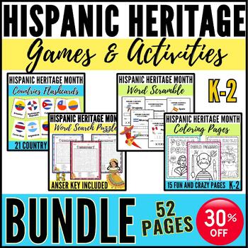 Preview of Hispanic Heritage Month Activities BUNDLE | October Activities k-2