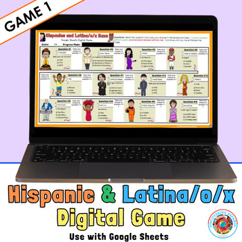 Preview of Hispanic Heritage Month Activities: Digital Google Sheets Game 1