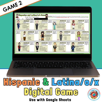 Preview of Hispanic Heritage Month Activities: Digital Google Sheets Game 2