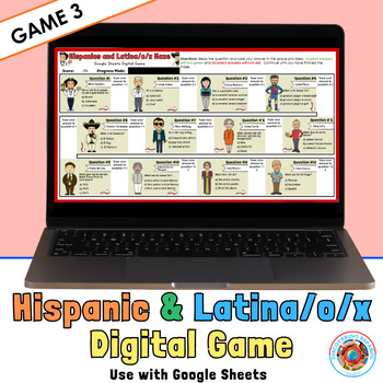 Preview of Hispanic Heritage Month Activities: Digital Google Sheets Game 3