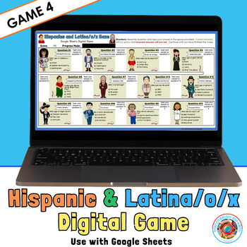 Preview of Hispanic Heritage Month Activities: Digital Google Sheets Game 4