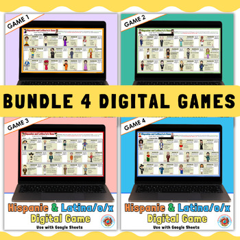 Preview of Hispanic Heritage Month Activities: Digital Google Sheets Games Bundle