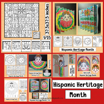 Preview of Hispanic Heritage Month Activities Poster Coloring Hat Windsock Writing Board