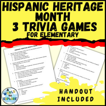 Preview of Hispanic Heritage Month Activities Trivia Games and Handout