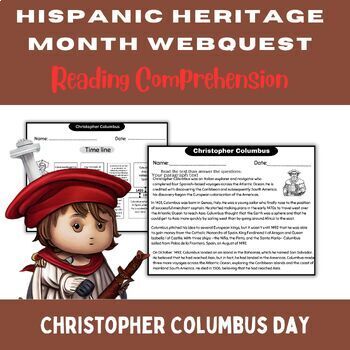 Preview of Hispanic Heritage Month Activities|Webquest Reading Comprehension|Columbus Day
