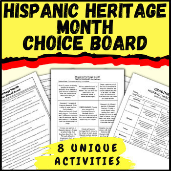 Preview of Hispanic Heritage Month Activity Choice Board for Middle School ELA and History