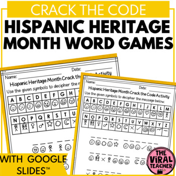 Preview of Hispanic Heritage Month Activity Crack the Code with Google Slides Version