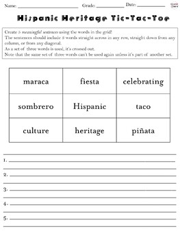 Preview of Hispanic Heritage Month Activity - Latinx Sentence Writing Game Worksheet