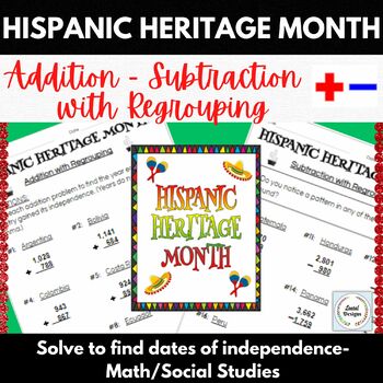 Preview of Hispanic Heritage Month Activity- Math- Addition and Subtraction with Regrouping