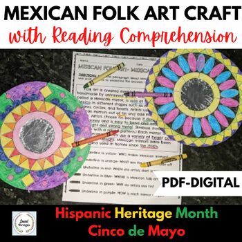 Preview of Hispanic Heritage Month Activity- Mexican Mirror Craft + Reading Comprehension