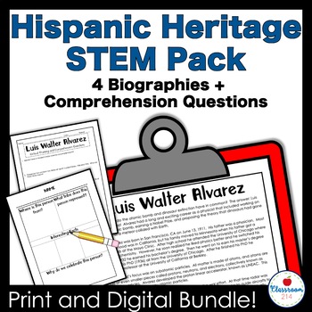Preview of Hispanic Heritage Nonfiction STEM Reading Comprehension Set