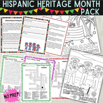 Preview of Hispanic Heritage Month, Activity Pack for Grades 3-4