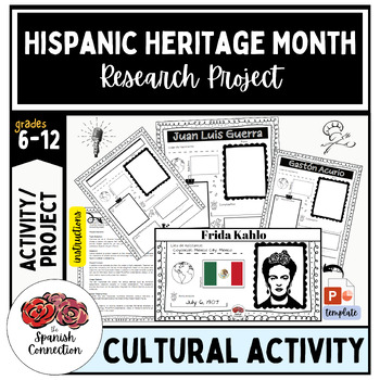 Preview of Hispanic Heritage Month Activity - Research Project - Biography Posters