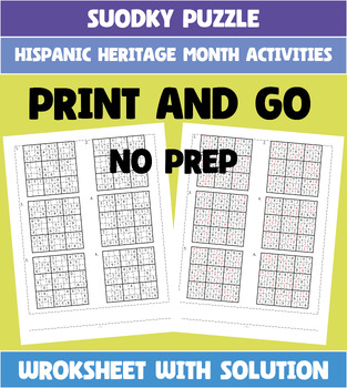 Preview of Hispanic Heritage Month Activity Sudoku Spanish No Prep - Puzzle Print