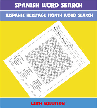 Preview of Hispanic Heritage Month Activity Word Search Spanish No Prep - Sopa de Letras