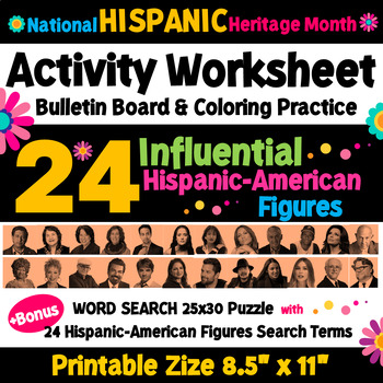 Preview of Hispanic Heritage Month Activity Worksheet | 24 Influential Hispanic Figures