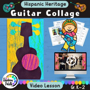 Preview of Hispanic Heritage Month Art Activity Easy Guitar Collage