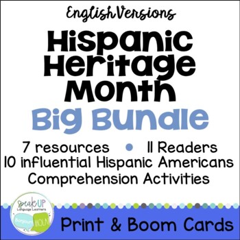 Preview of Hispanic Heritage Month BIG Bundle - Printable & Boom Cards w Audio - English