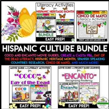 Preview of Hispanic Heritage Month BUNDLE | Cinco de Mayo | Día de los Muertos | COCO Movie