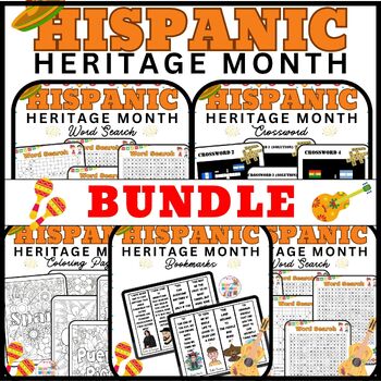 Preview of Hispanic Heritage History Month BUNDLE Activities / Printable October Worksheets