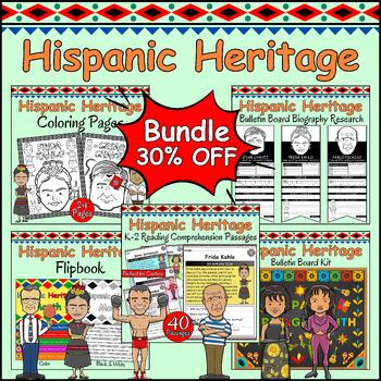 Preview of Hispanic Heritage Month BUNDLE Project Bulletin Board, Reading, Flip Book