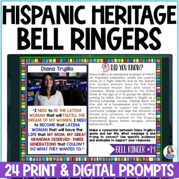 Preview of Hispanic Heritage Month Bell Ringers - 24 Hispanic Heritage Bellringers