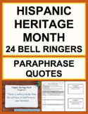 Hispanic Heritage Month Bell Ringers Activities | Paraphra