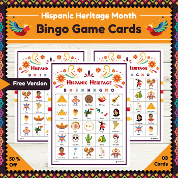 Preview of Hispanic Heritage Month Bingo Game Cards : Free Version