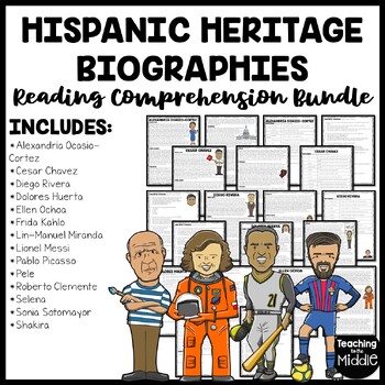 Preview of Hispanic Heritage Month Biographies Reading Comprehension Bundle