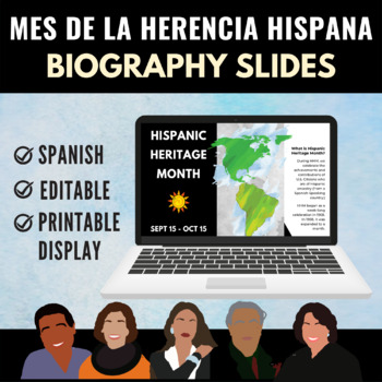 Preview of Hispanic Heritage Month Biography Full Slides in Spanish