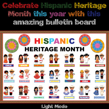 Preview of Hispanic Heritage Month Bulletin Board | 21 Hispanic Countries in national dress